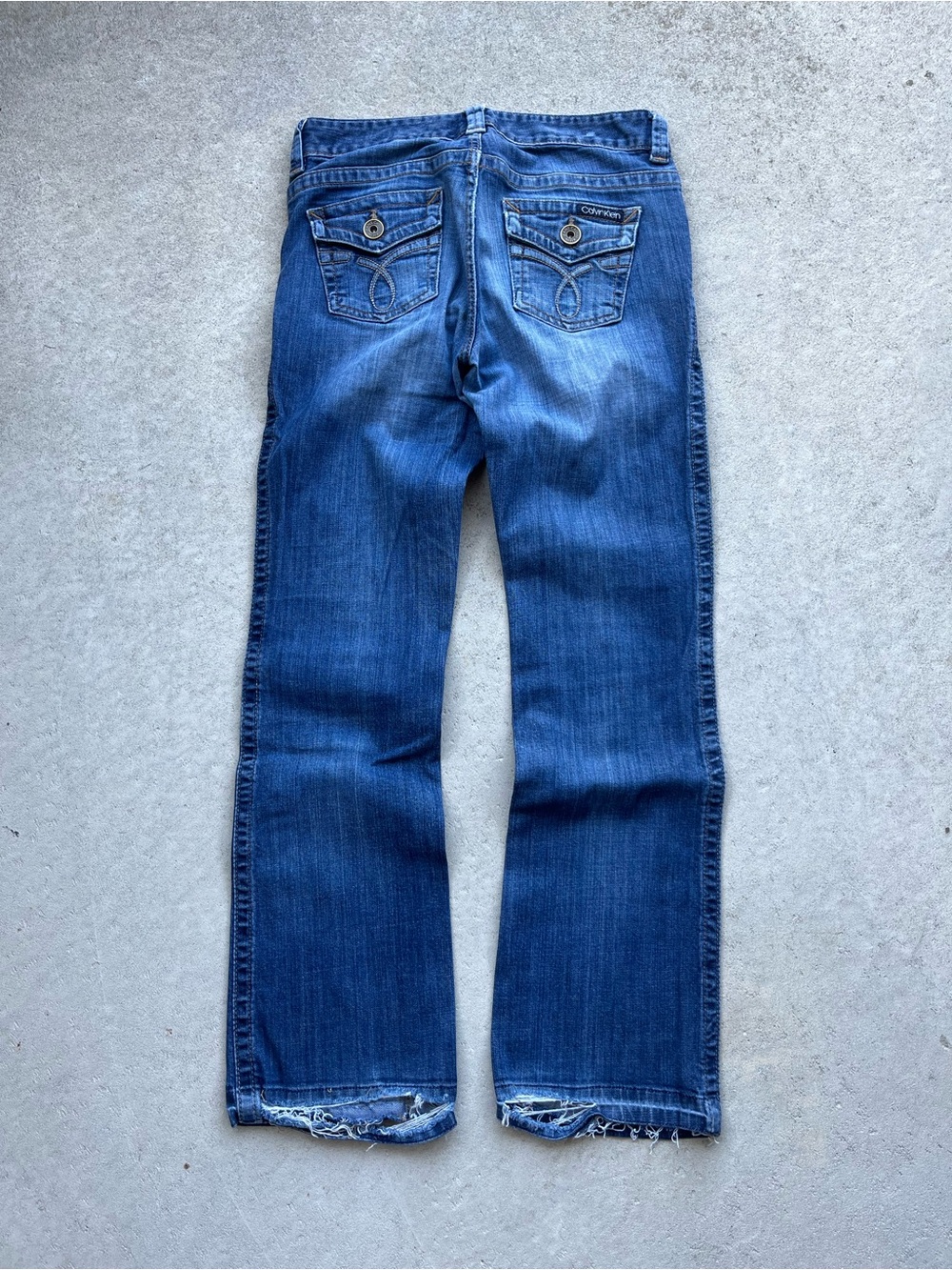 Calvin Klein Jeans Women's Blue Flare Jeans with Back Pocket Flap